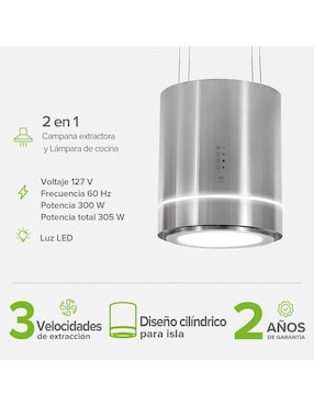 Campana de isla Avera cis38c de acero inoxidable