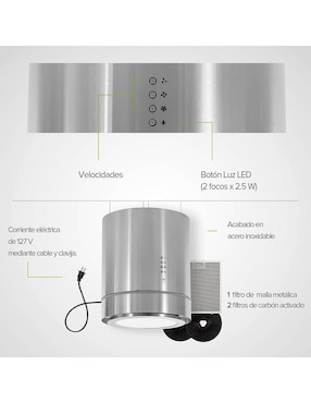 Campana de isla Avera cis38c de acero inoxidable
