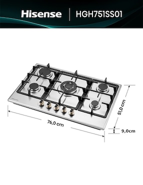 Parrilla a gas lp empotrable Hisense