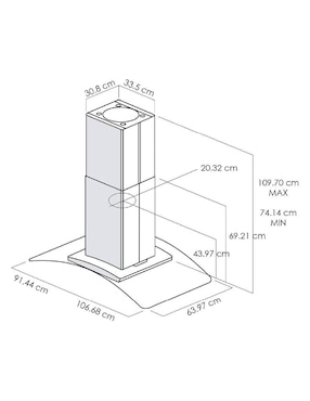 Campana de isla Elica PRF0135371 de acero inoxidable