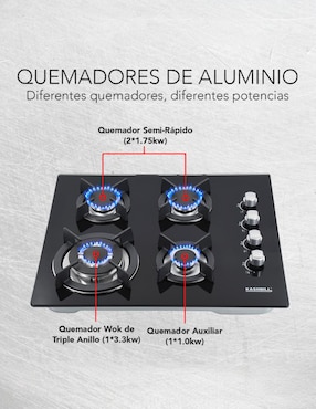 Parrilla a gas lp empotrable Kashbill
