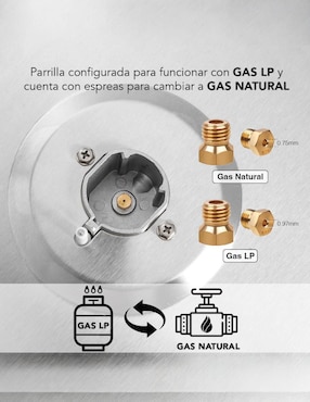 Parrilla a gas lp empotrable Kashbill