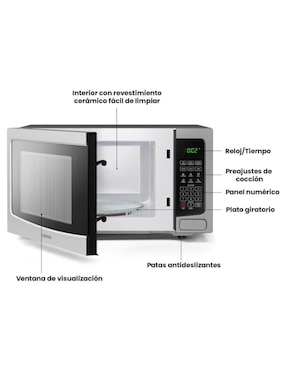 Horno de microondas convencional Chefman modelo RJ55-SS-11-MX​​ de 1.1 pies