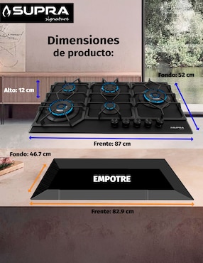 Parrilla a gas lp empotrable Supra
