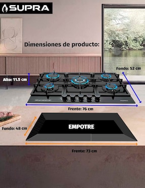 Parrilla a gas lp empotrable Supra