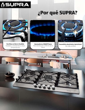 Parrilla a gas lp empotrable Supra