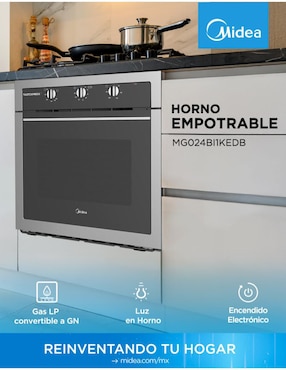 Horno gas/eléctrico Midea TastExpress MG024BI1KEDB capacidad 2 pies
