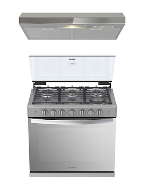 Combo estufa empotrable a Gas LP WhirLpool 76 cm CWER3100D-HH de 6 quemadores+Campana