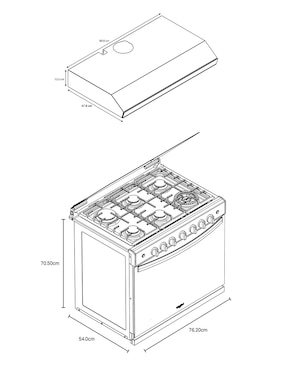 Combo estufa empotrable a Gas LP WhirLpool 76 cm CWER3100D-HH de 6 quemadores+Campana