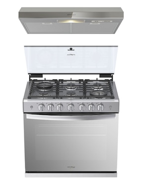 Combo estufa empotrable a gas LP Whirlpool 76.20 cm CWER5000S-HH de 6 quemadores
