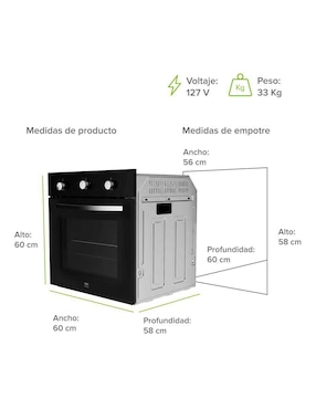 Horno eléctrico Avera HEM01LP capacidad 58 L