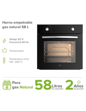 Horno a gas natural Avera HE00NAT capacidad 58 L