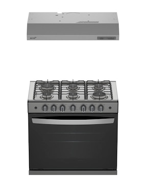 Combo Estufa empotrable a gas LP Acros 79.68 cm CABR4120G-HH de 6 quemadores + campana