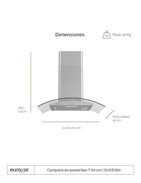 Campana de pared Avera EUCEV60 de acero inoxidable