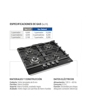 Parrilla a gas empotrable Maxims