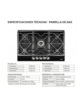 Parrilla a gas empotrable Maxims