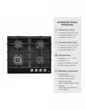Parrilla a gas empotrable Maxims