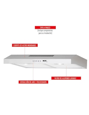 Campana de pared Disa Home CAMP60C de acero inoxidable