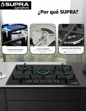 Combo parrilla a gas Lp empotrable Supra Signature