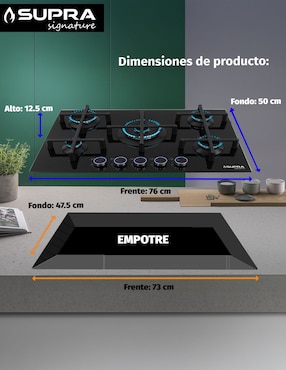 Combo parrilla a gas Lp empotrable Supra Signature