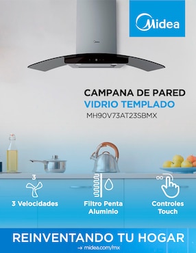 Campana de isla Midea MH90V73AT23SBMX
de acero inoxidable