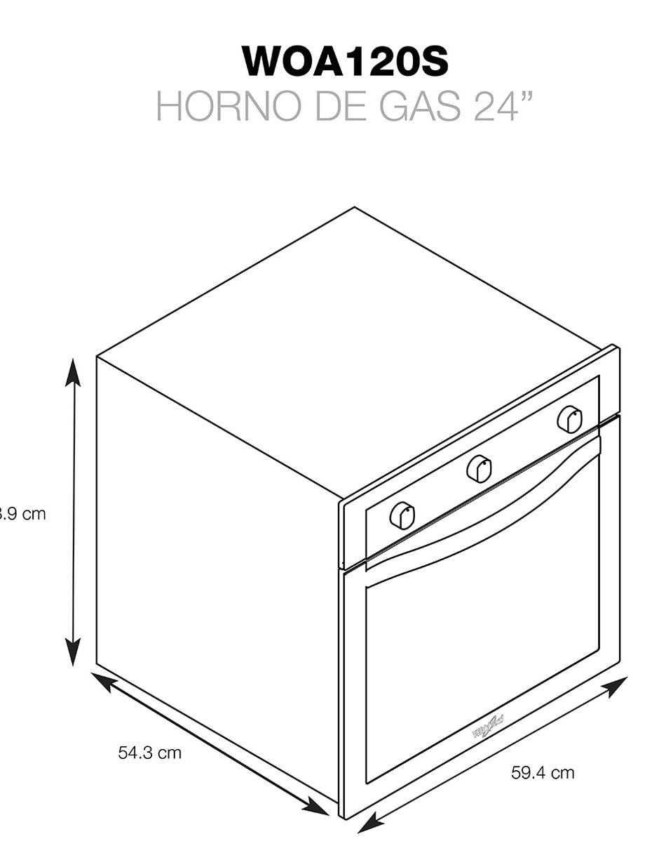 Horno a gas natural WOA120S capacidad 24 L 8