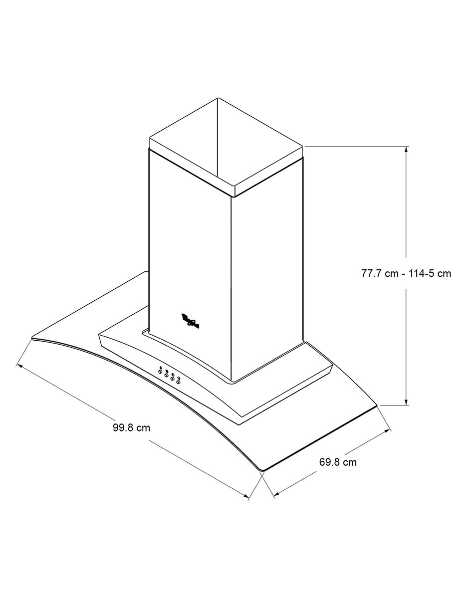 Campana de isla WHI9910S de acero inoxidable 8