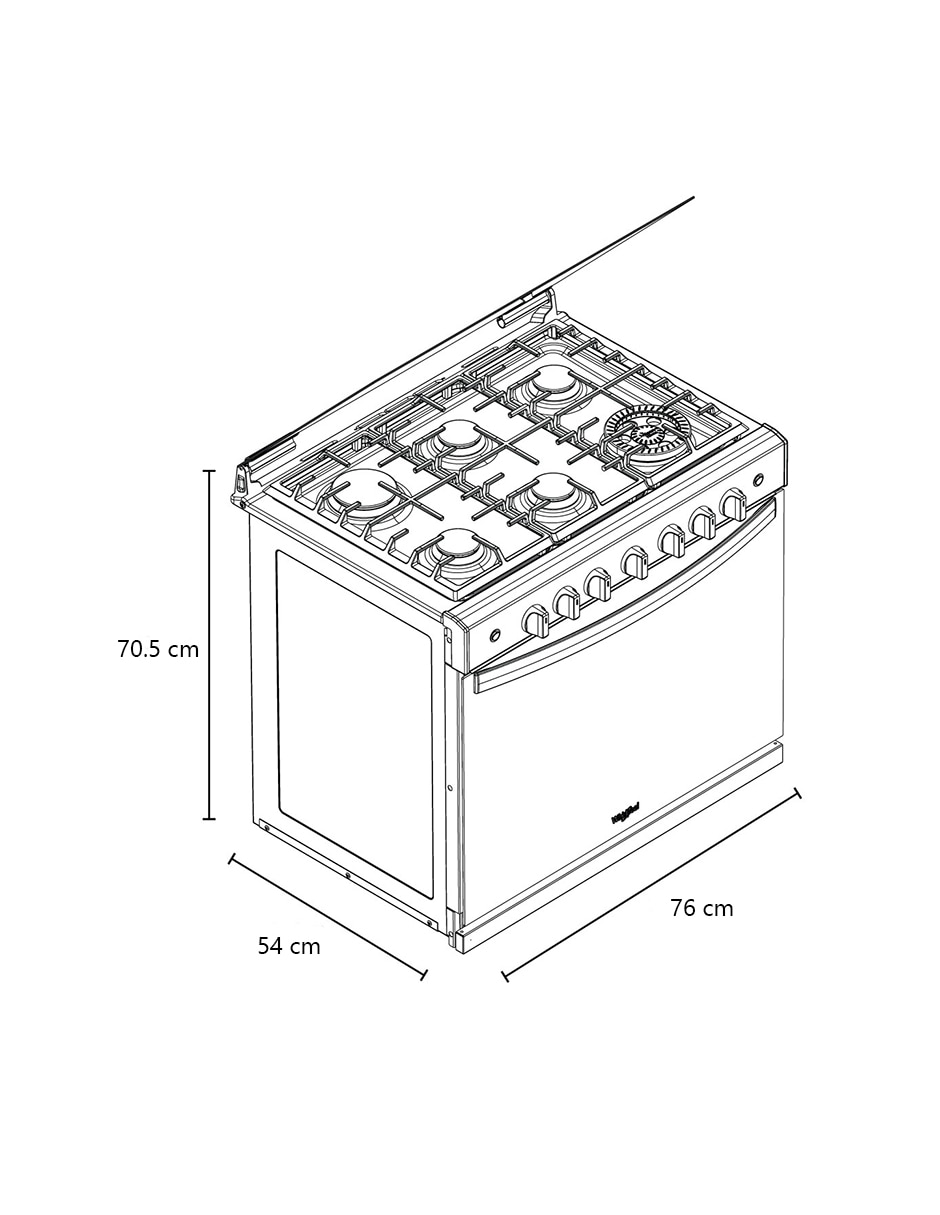 Estufa empotrable a Gas LP 76 cm WER5100S de 6 quemadores 9