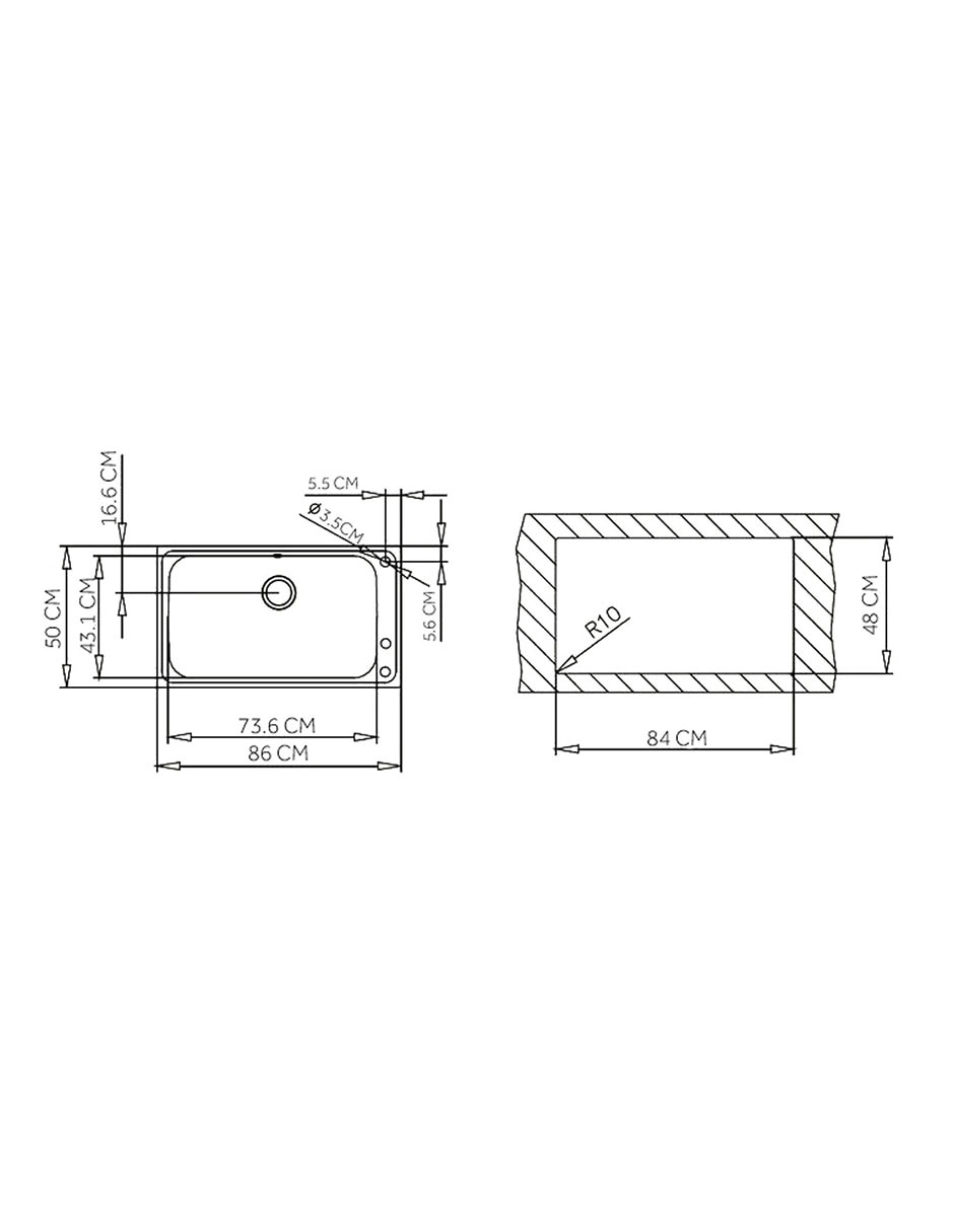 Fregadero de acero BAHIA 1C PLUS 2