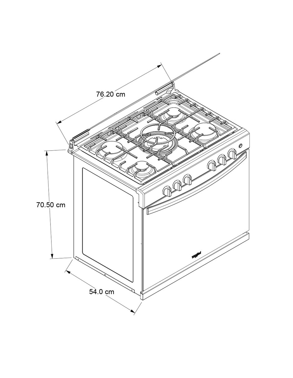 Estufa empotrable a Gas LP 76 cm WER7000S de 5 quemadores 5