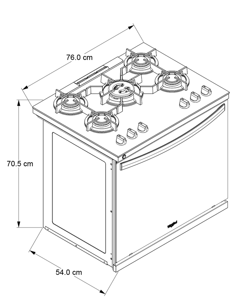 Estufa empotrable a Gas LP 76 cm WER7600S de 5 quemadores 6