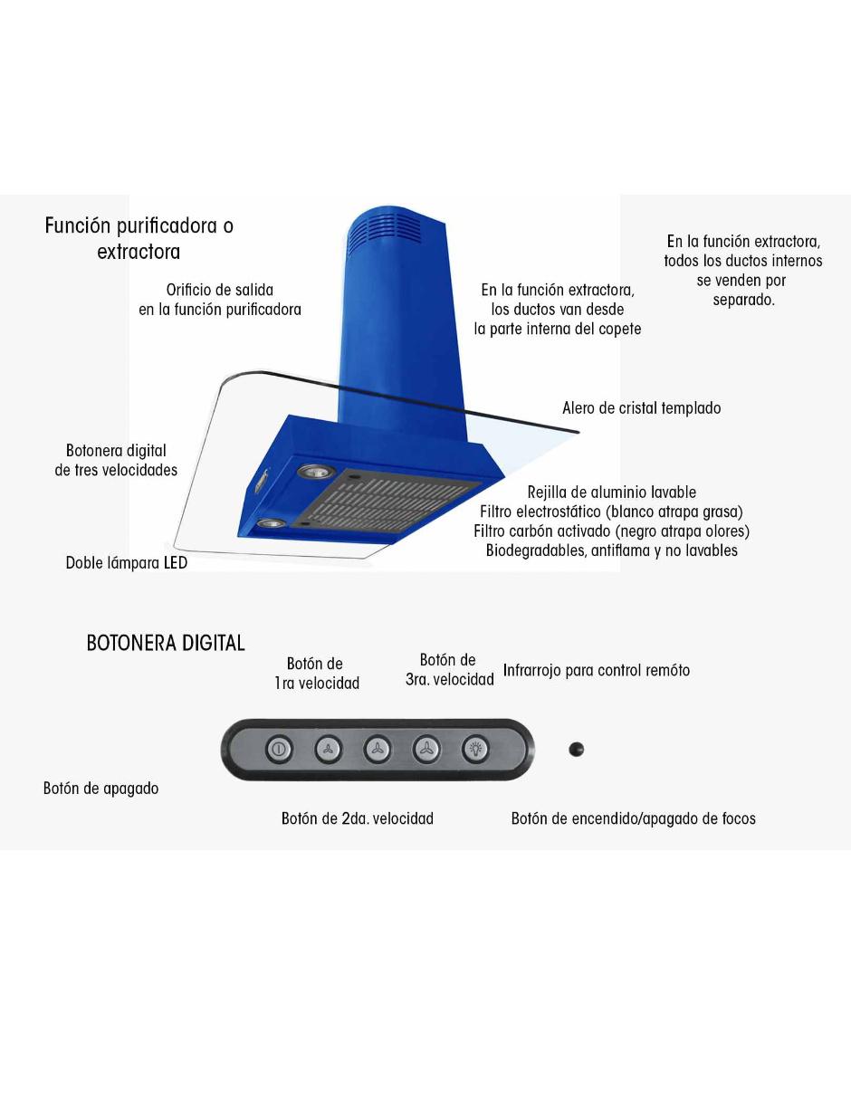 Campana de pared CA HER 090 P de cristal templado 4