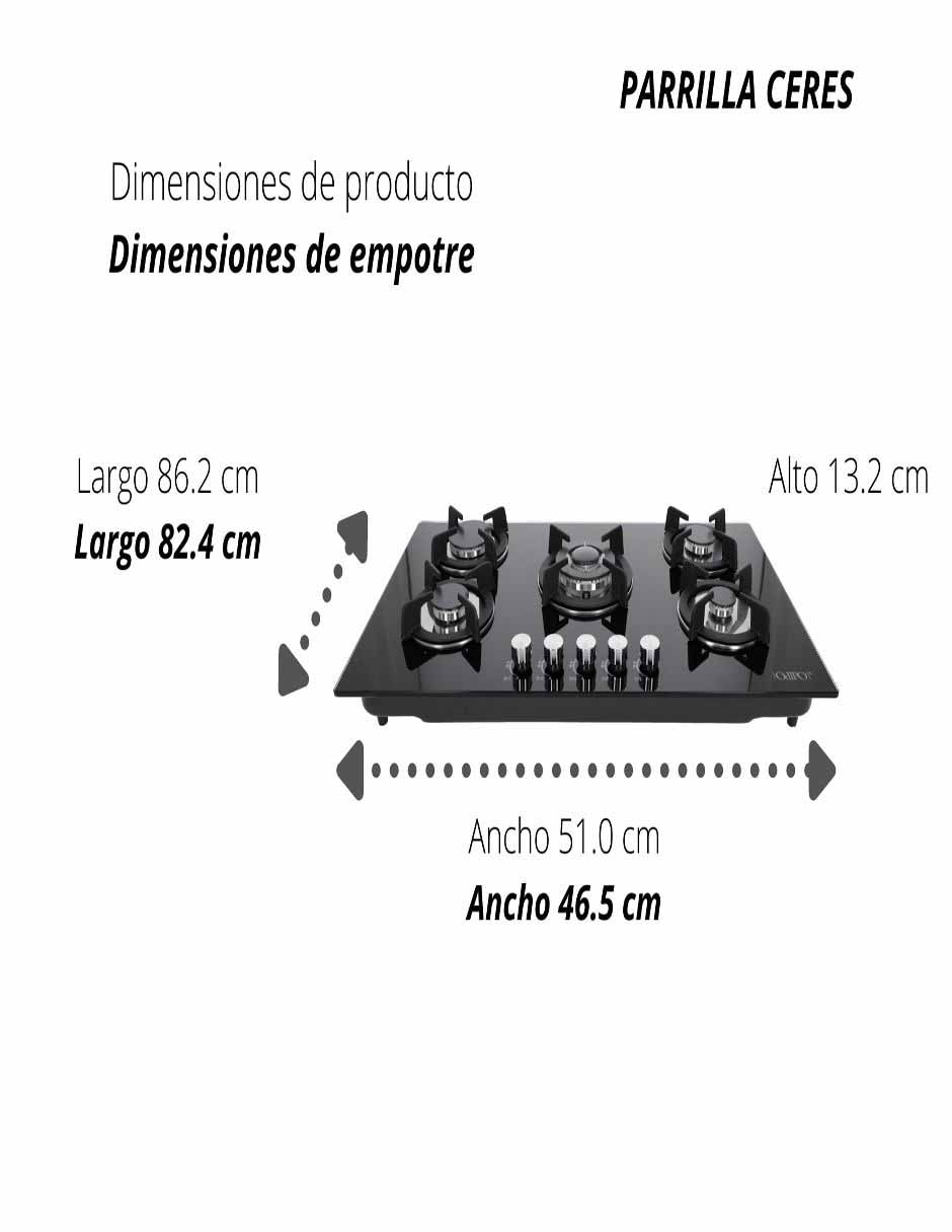 Parrilla a gas lp empotrable 5