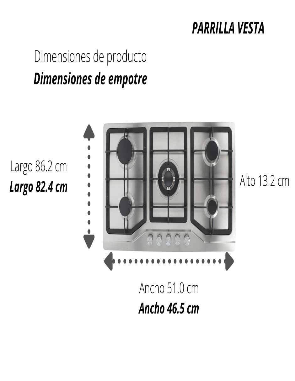 Parrilla a gas lp empotrable 5