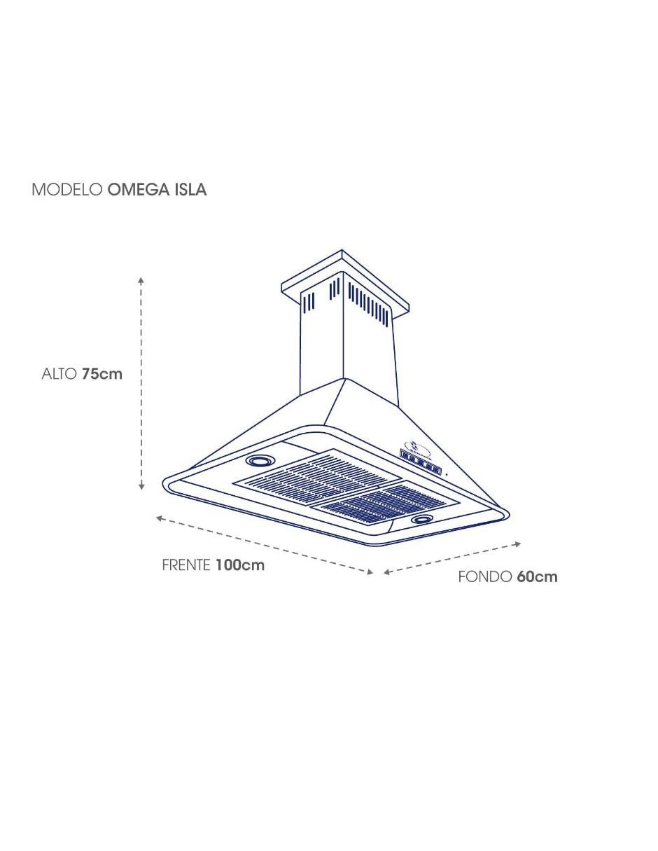 Campana de isla OMEGA ISL 100CM de acero inoxidable 2