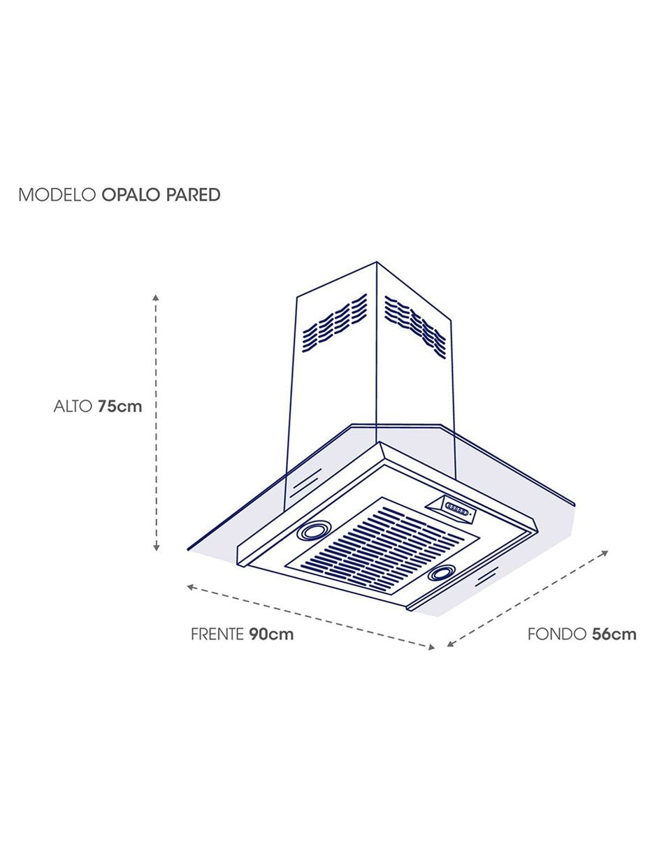 Campana de pared OPALO PAR 90CM de vidrio 4