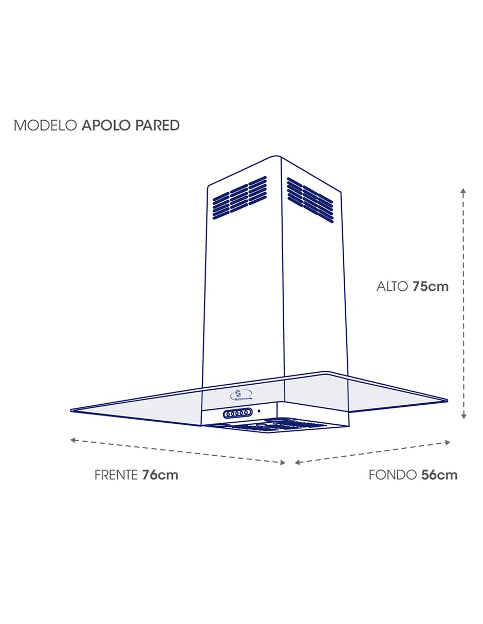 Campana de pared APOLO PARE 76CM de vidrio 4