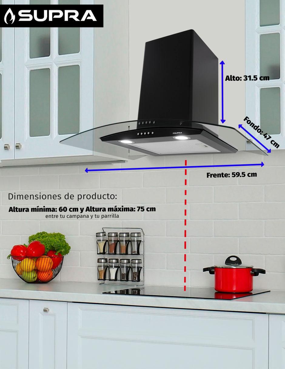 Campana de pared CC-60-BLACK de cristal templado 11