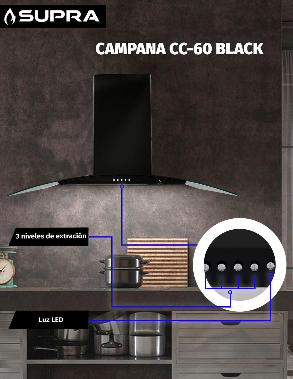 Campana de pared CC-60-BLACK de cristal templado 9