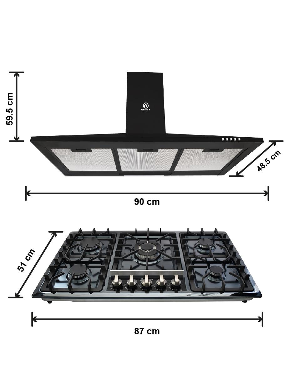 Combo campana de cocina C9-73-AN de acero inoxidable 4