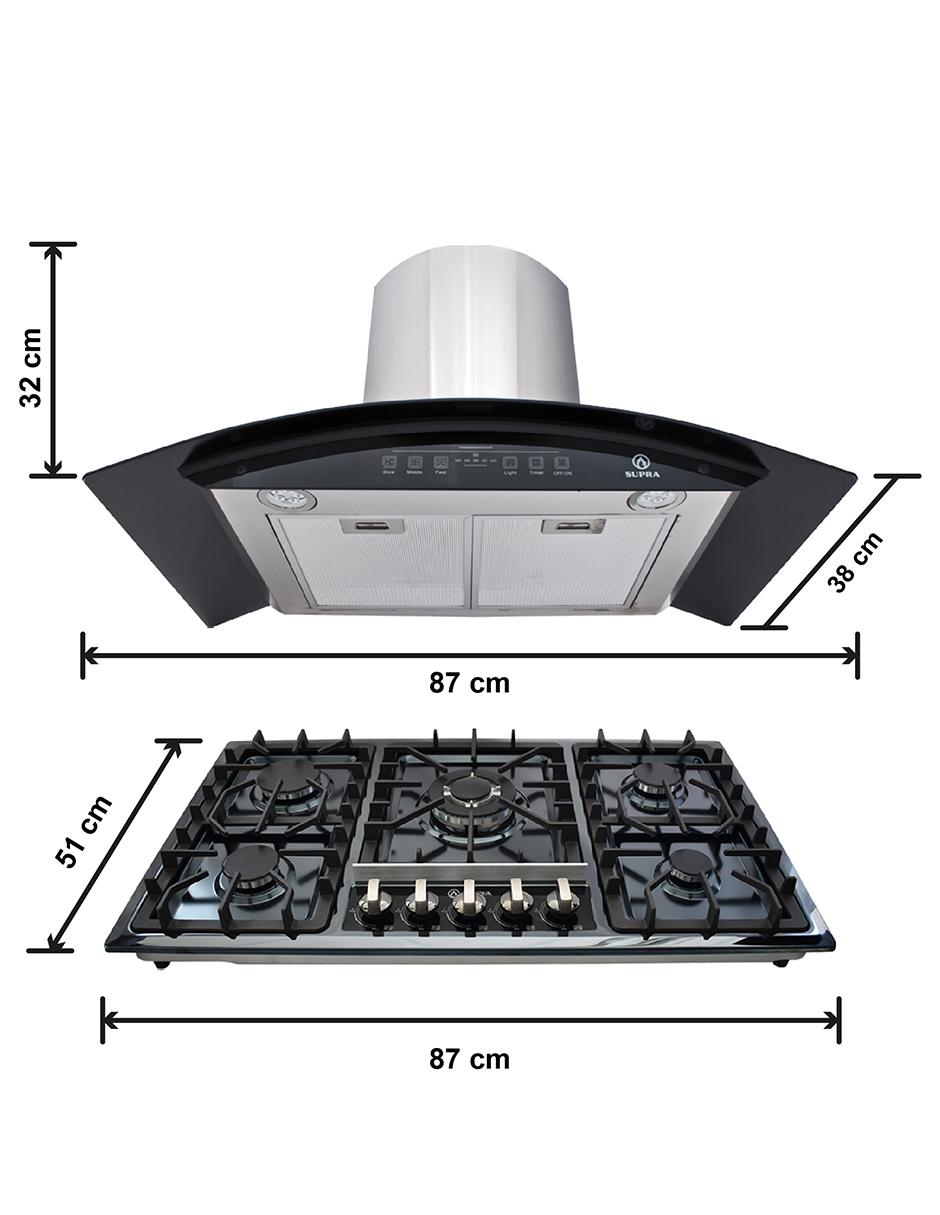 Combo campana de cocina ASCOLI de acero inoxidable 4