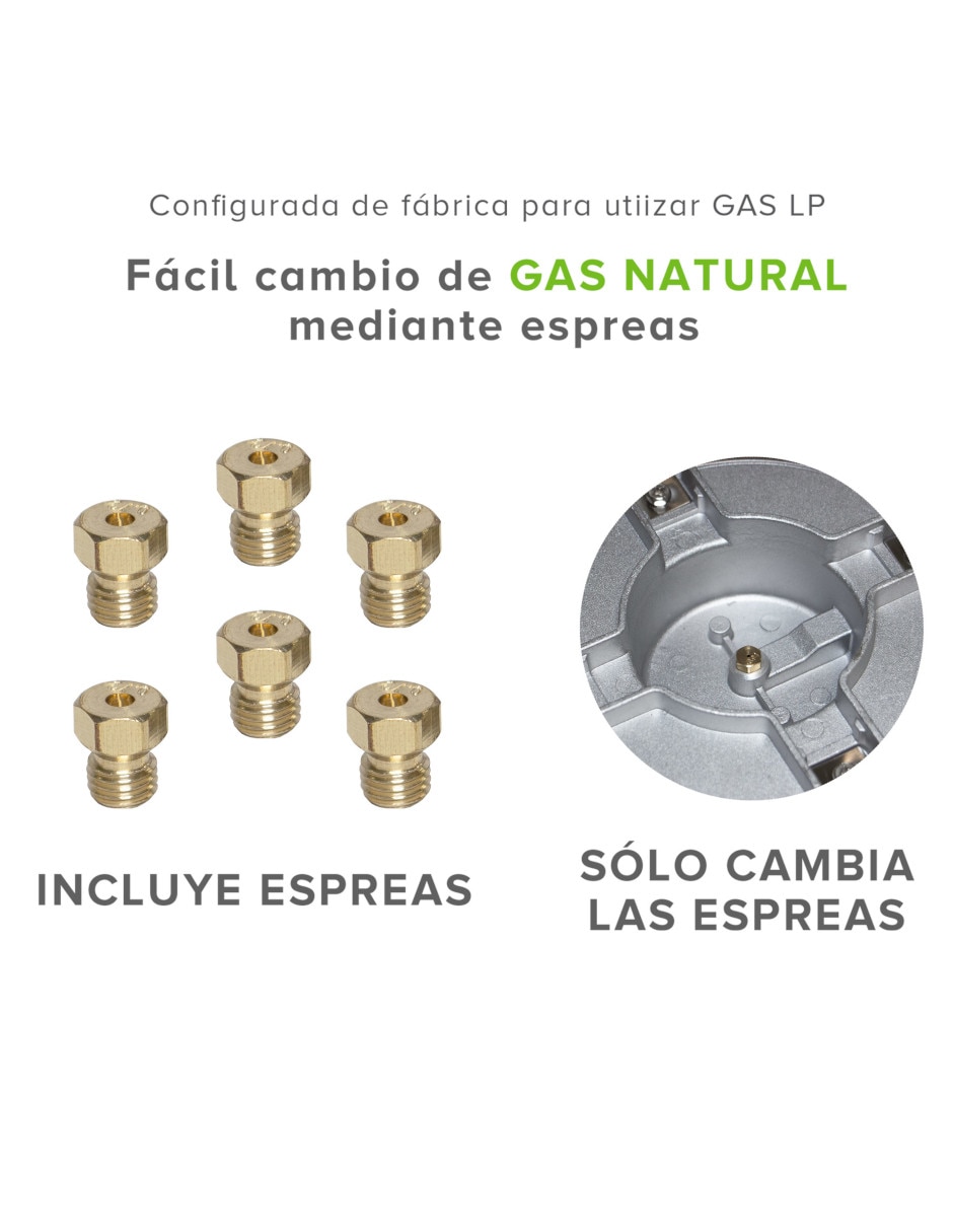 Parrilla a gas lp empotrable 6