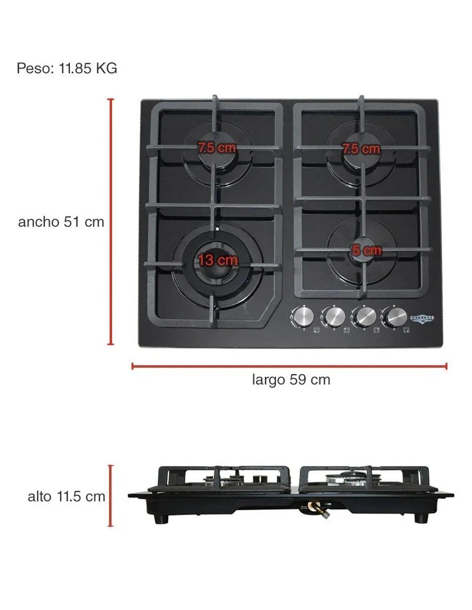PARRILLA GAS 4 QUEMADORES CRISTAL TEMPLA 8