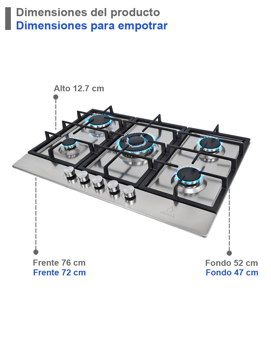 Parrilla a gas lp empotrable 6