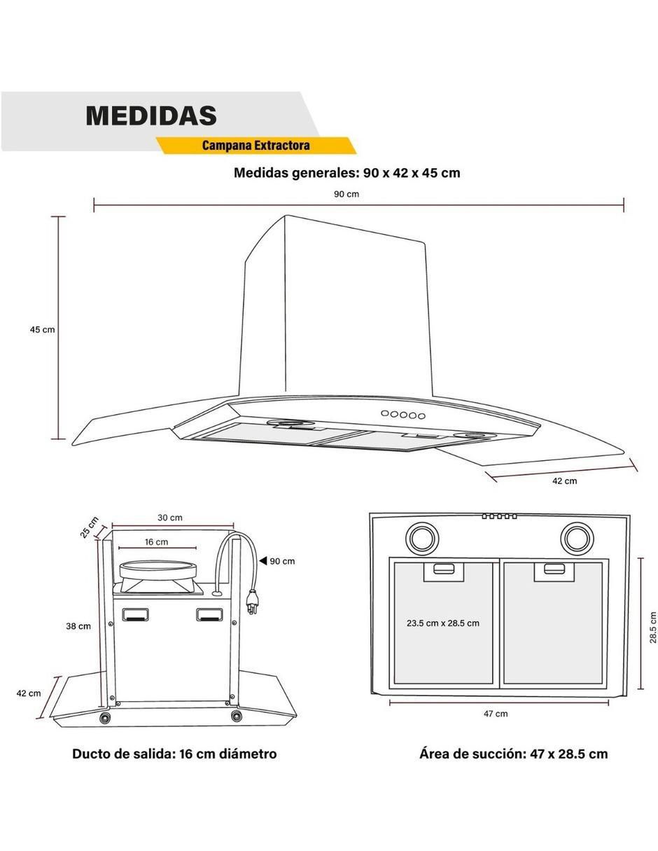 Campana de pared MKZ-CAMPA900MGRI de acero inoxidable 4