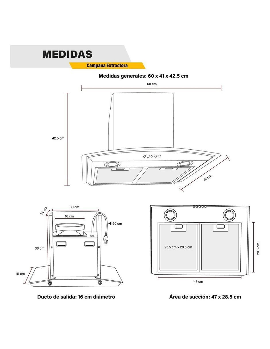 Campana de isla MKZ-CAMPA600MGRI de acero inoxidable 4