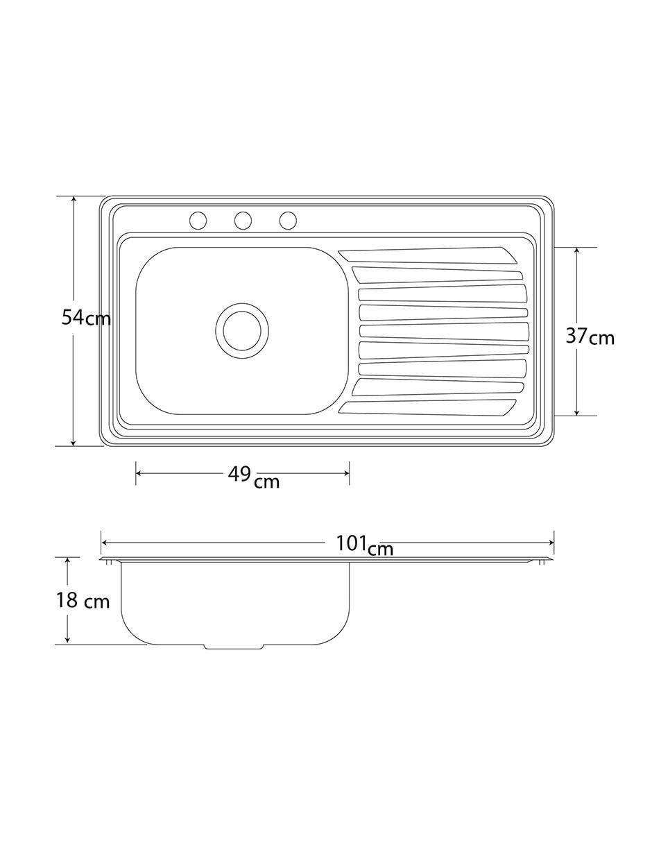 Tarja de acero inoxidable con escurridor derecho C202N 5