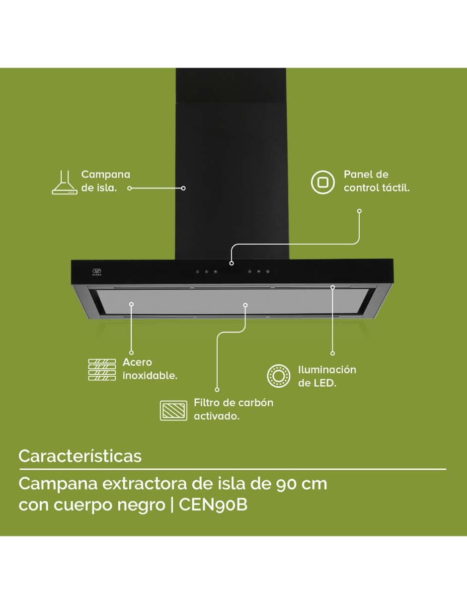 Campana de isla CEN90B de acero inoxidable 5