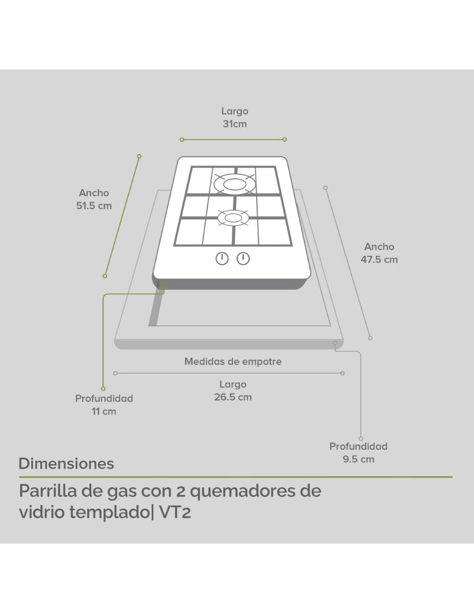 Parrilla multigas empotrable 4