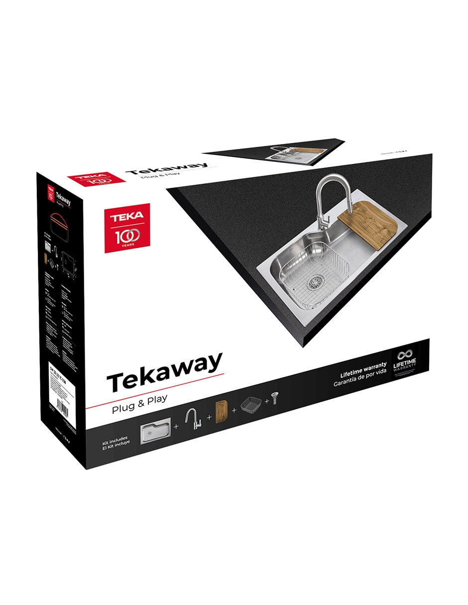 Tarja de acero inoxidable con escurridor derecho TEKAWAY.DM33.22.1C 5